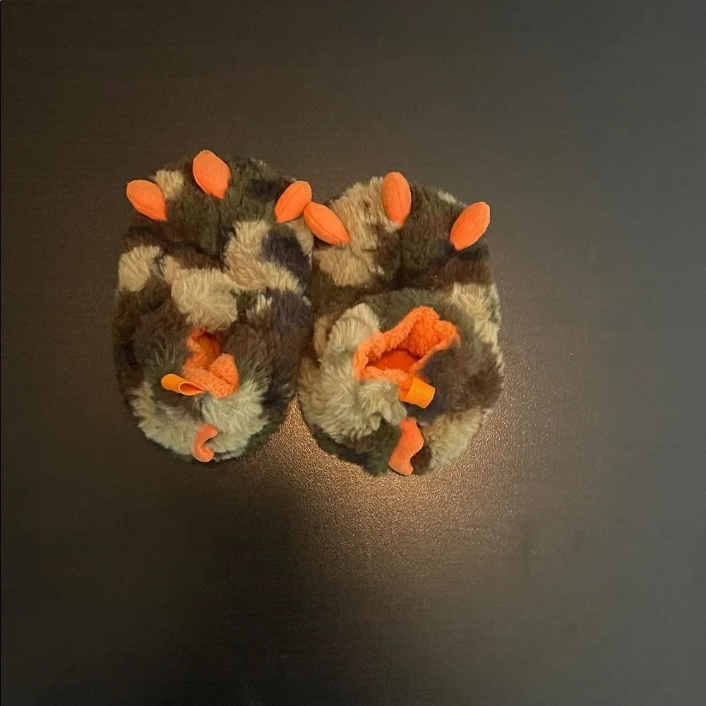 Cozy Kids' Furry Slippers - Orange and Brown